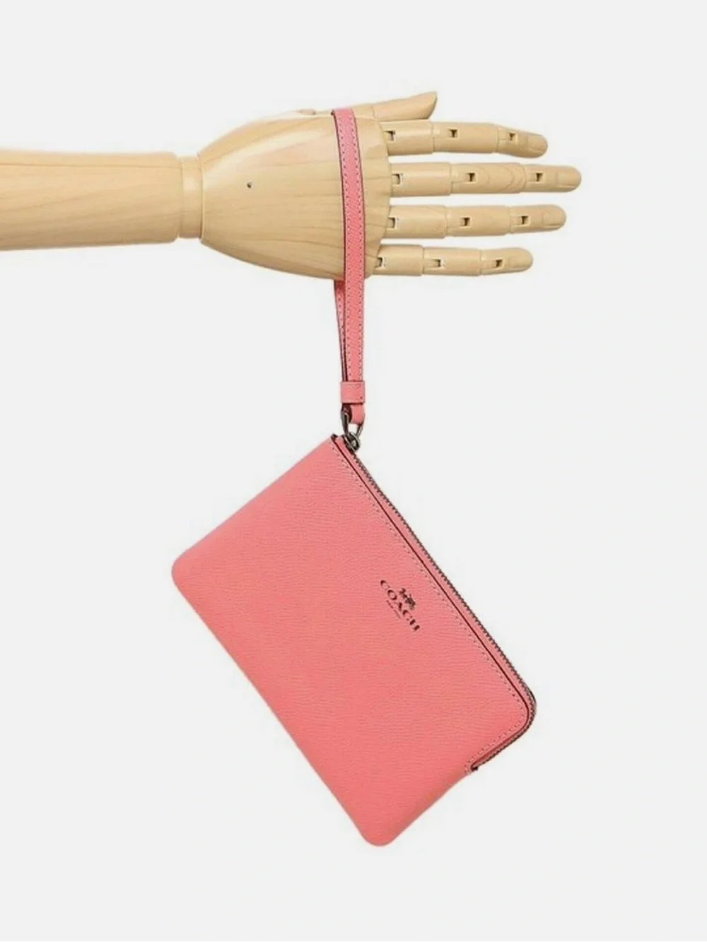 COACH Corner Zip Wristlet Case Wallet Clutch Pink Lemonade Logo 58032 NWT